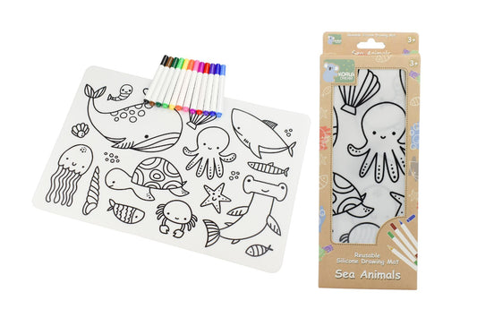 Reusable Silicone Drawing Mat - Sea Animals