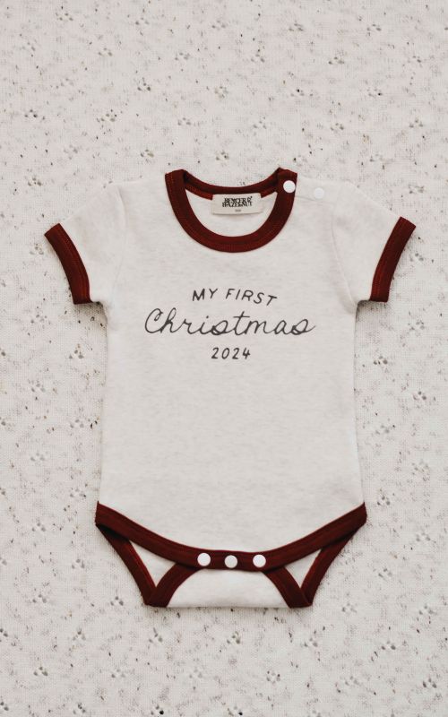 My First Christmas 2024 Bodysuit - Red by Bencer and Hazelnut