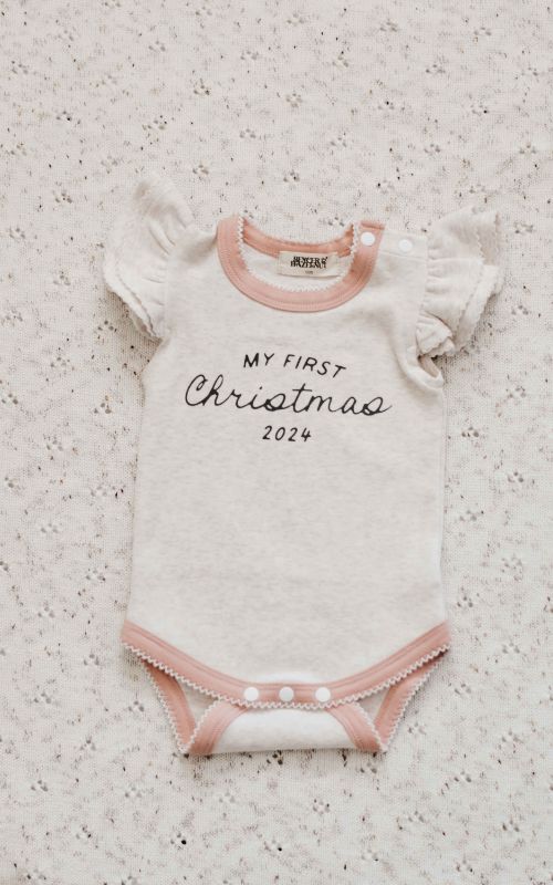 My First Christmas 2024 Bodysuit - Pink by Bencer and Hazelnut