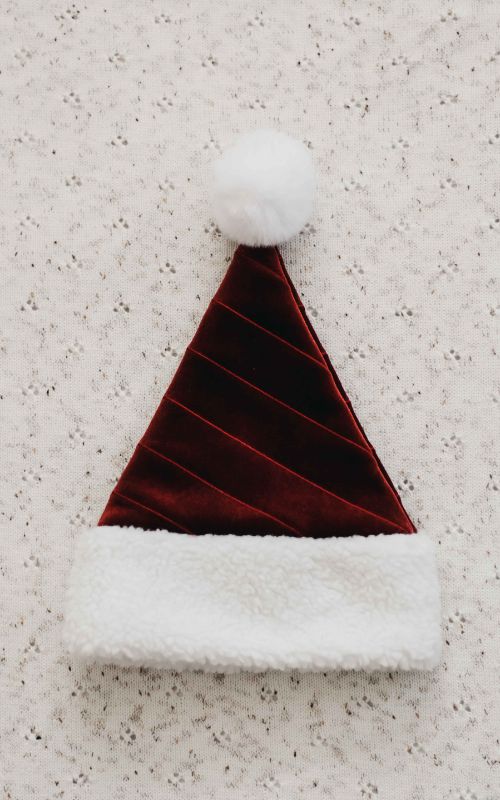 Red Velvet Santa Hat for Adult by Bencer and Hazelnut