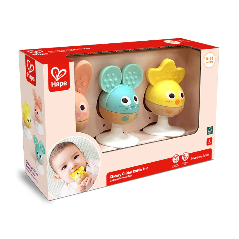 Hape Cheery Critter Rattle Trio