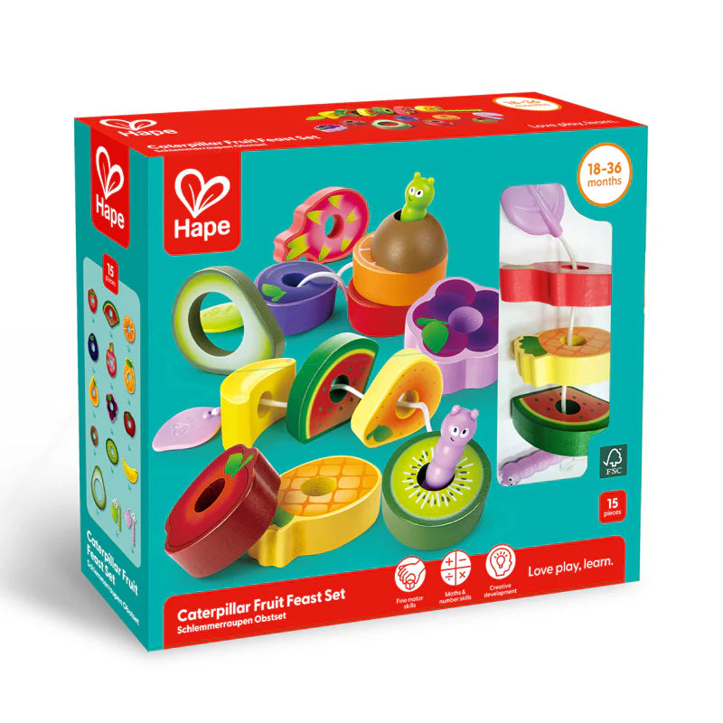 Wooden Caterpillar Fruit Feast Set by Hape