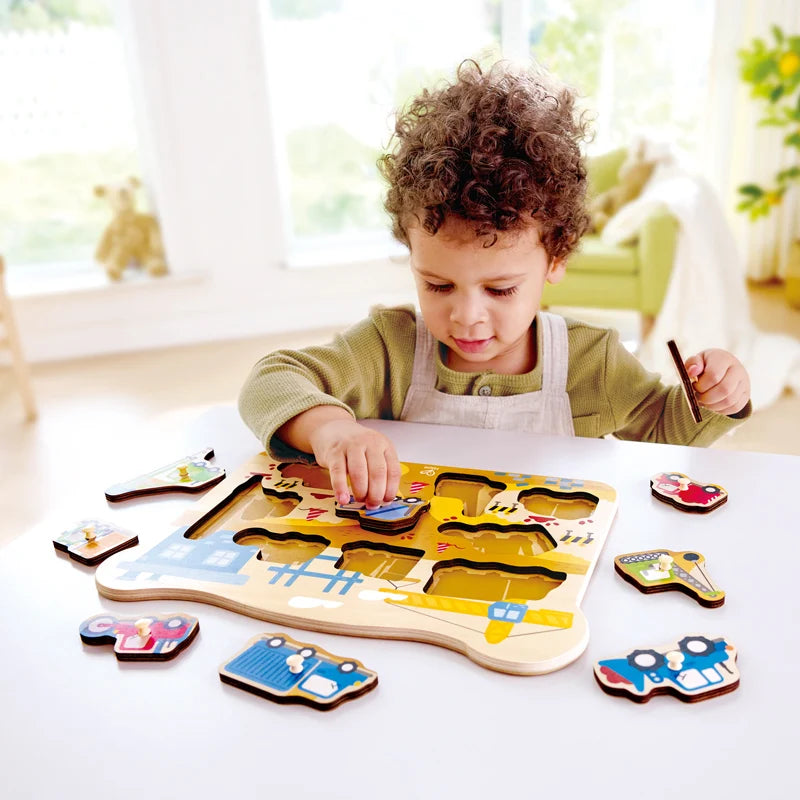 Construction Vehicles Peg Puzzle by Hape