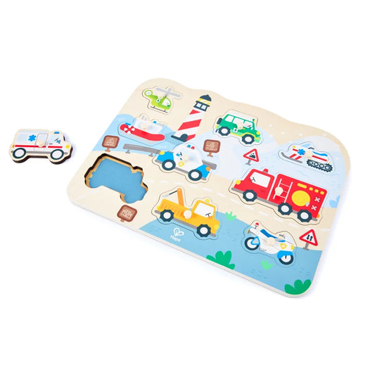 Emergency Vehicles Peg Puzzle by Hape