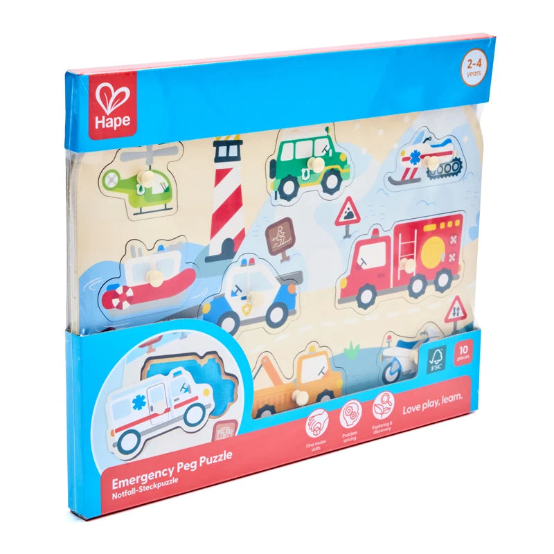 Emergency Vehicles Peg Puzzle by Hape