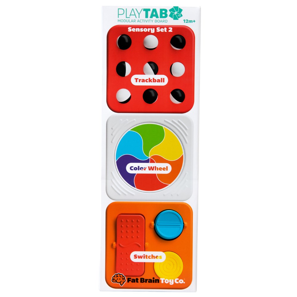 PlayTab Sensory Set Two - Trackball Tile, Colour Wheel, Switches Tile by Fat Brain Toys