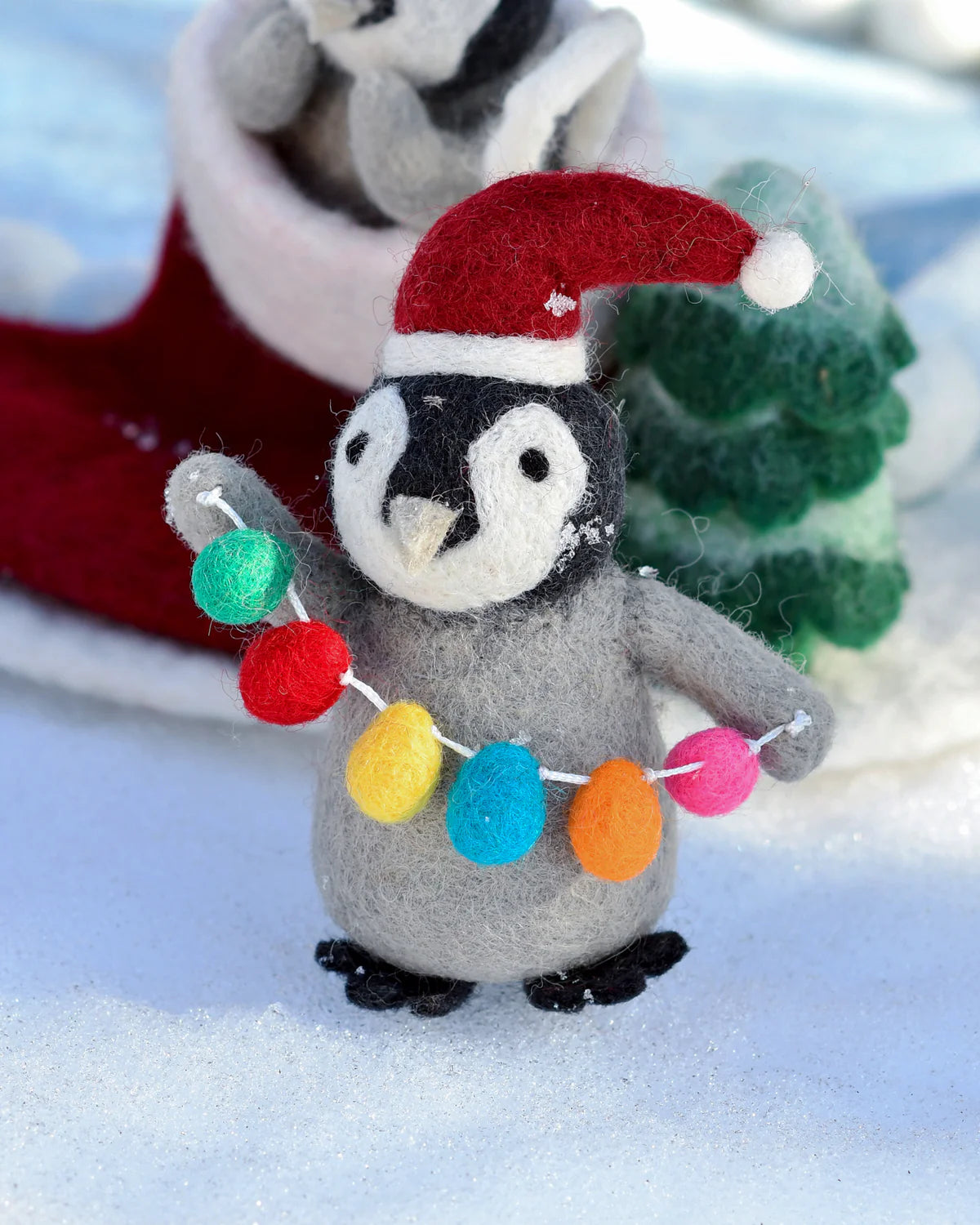 SALE Felt Penguin with Festoon Light Bulbs Toy by Tara's Treasures