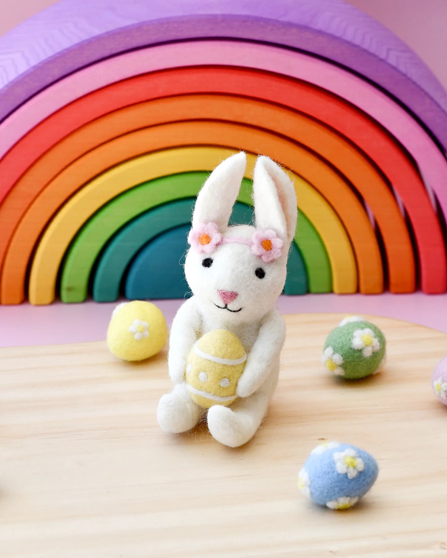 Felt Rabbit with Egg Toy