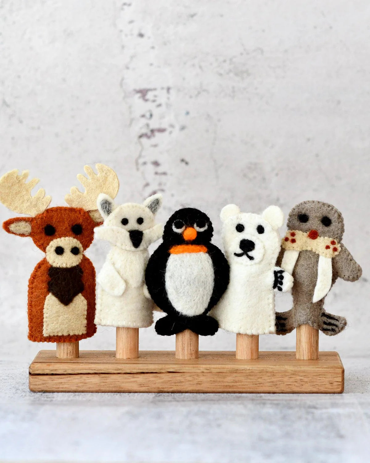 Felt Polar Animals Finger Puppet Set by Tara's Treasures