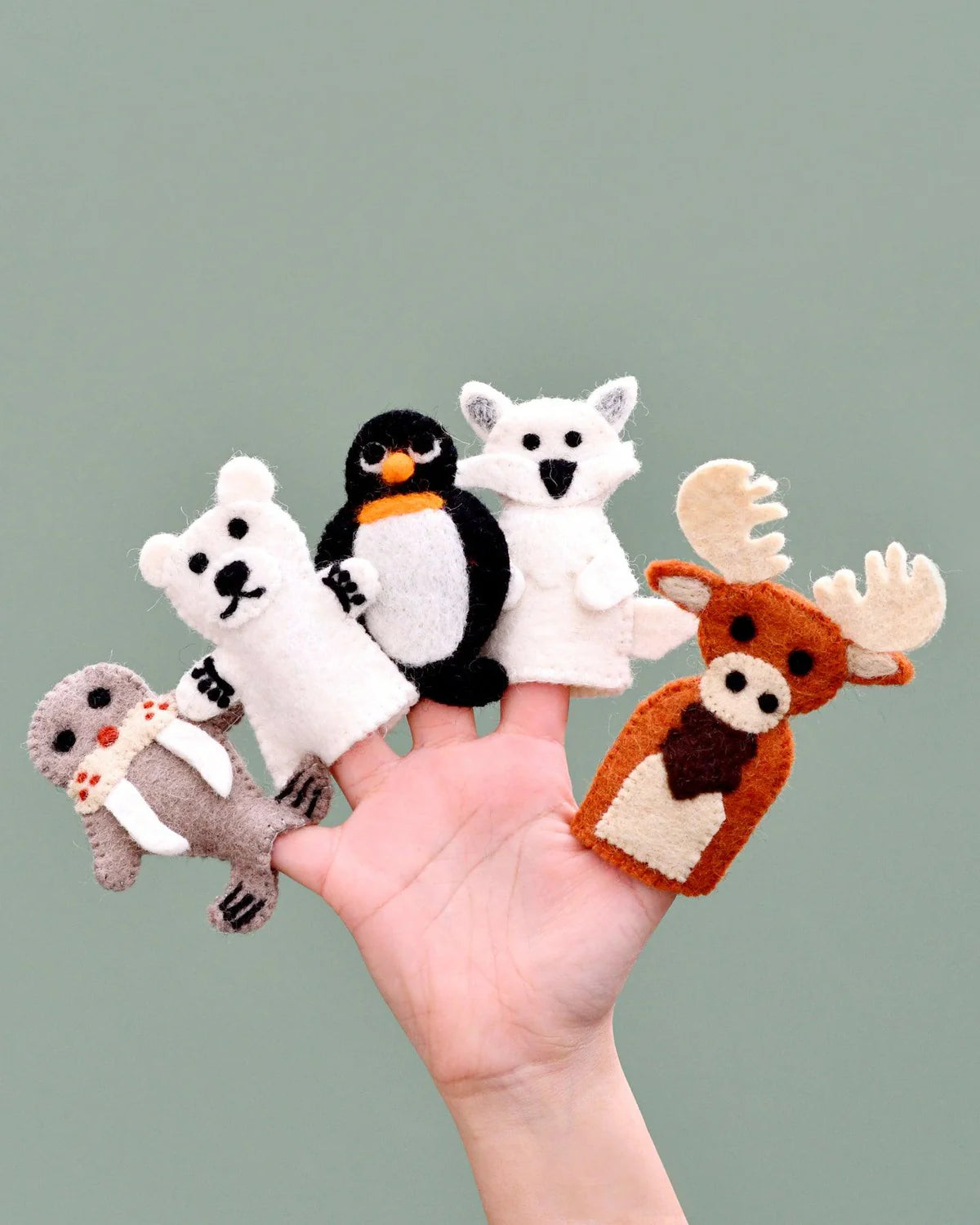 Felt Polar Animals Finger Puppet Set by Tara's Treasures