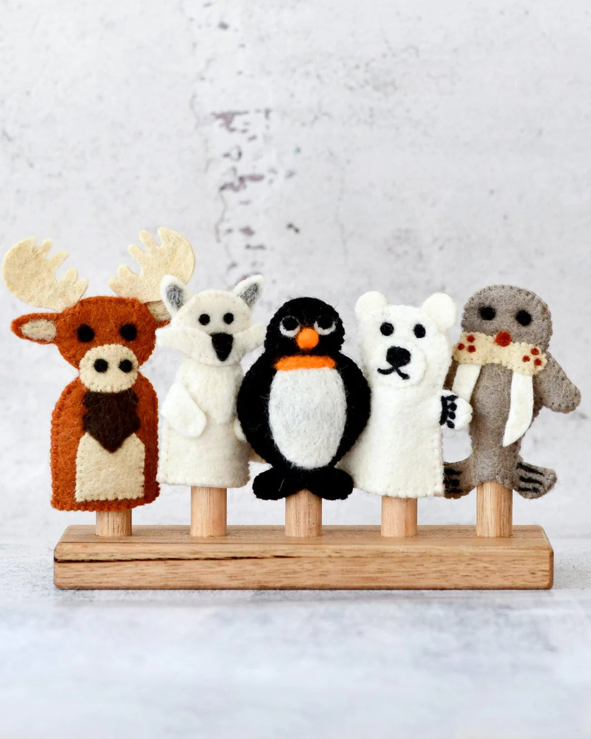 Felt Polar Animals Finger Puppet Set by Tara's Treasures