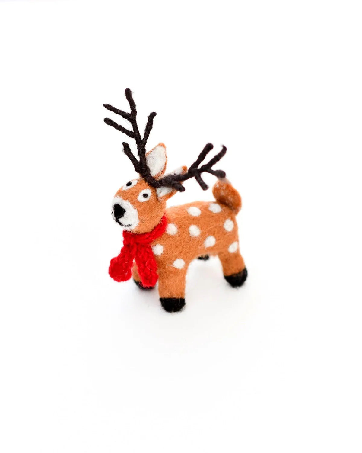 Felt Reindeer with Red Scarf Toy by Tara's Treasures