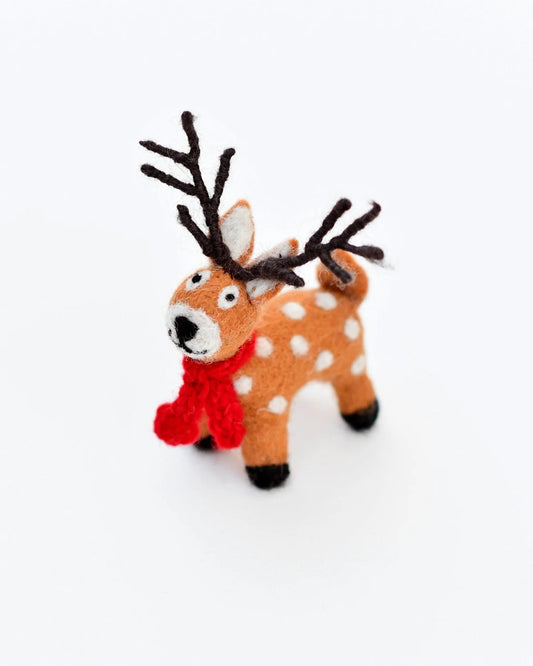 Felt Reindeer with Red Scarf Toy by Tara's Treasures