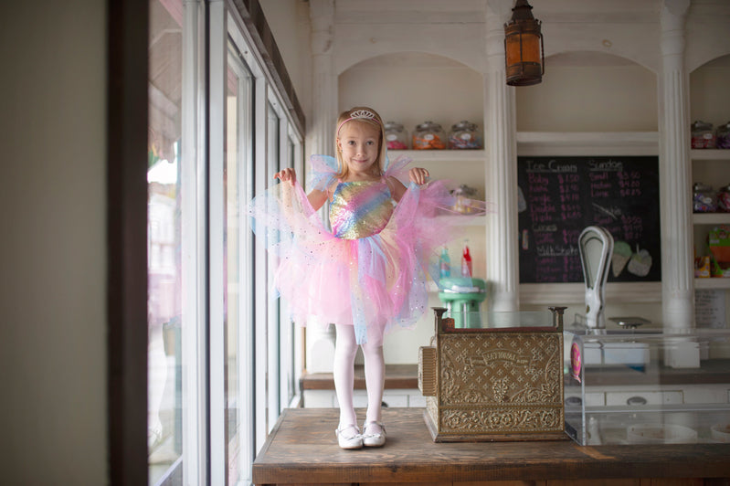 Rainbow Fairy Dress with Wings - Size 5-6
