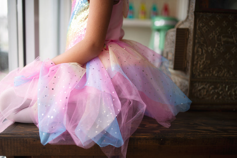 Rainbow Fairy Dress with Wings - Size 5-6