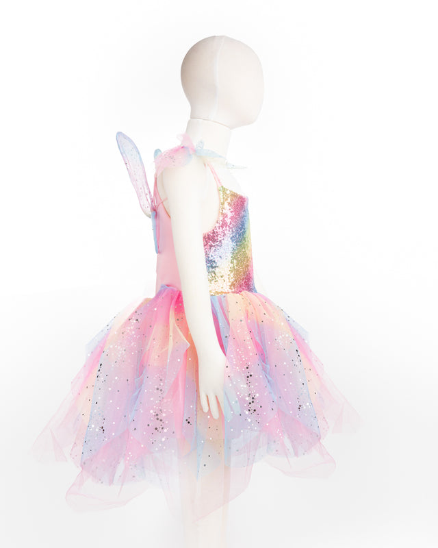Rainbow Fairy Dress with Wings - Size 5-6