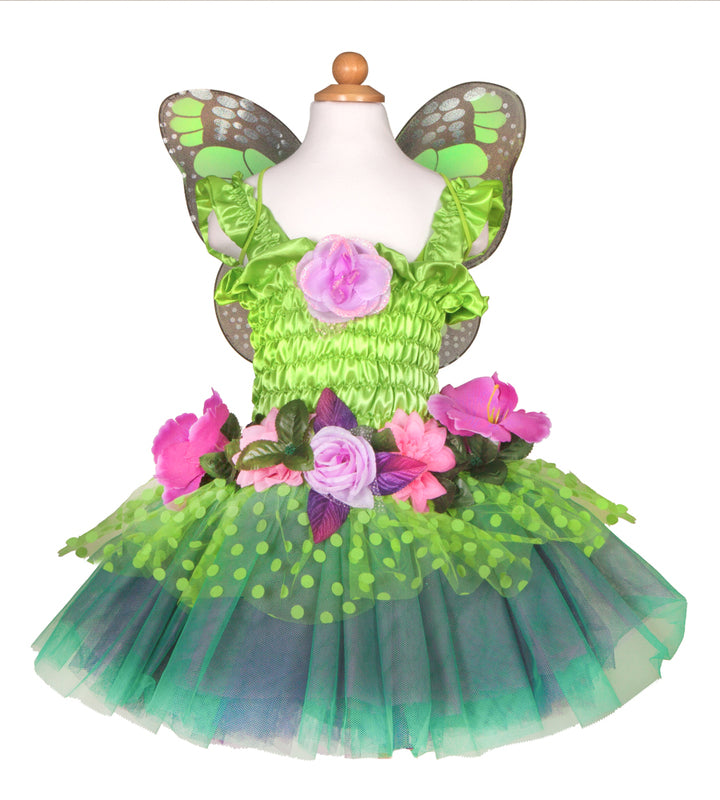 Green Fairy Blooms Deluxe Dress with Wings - Size 5-6