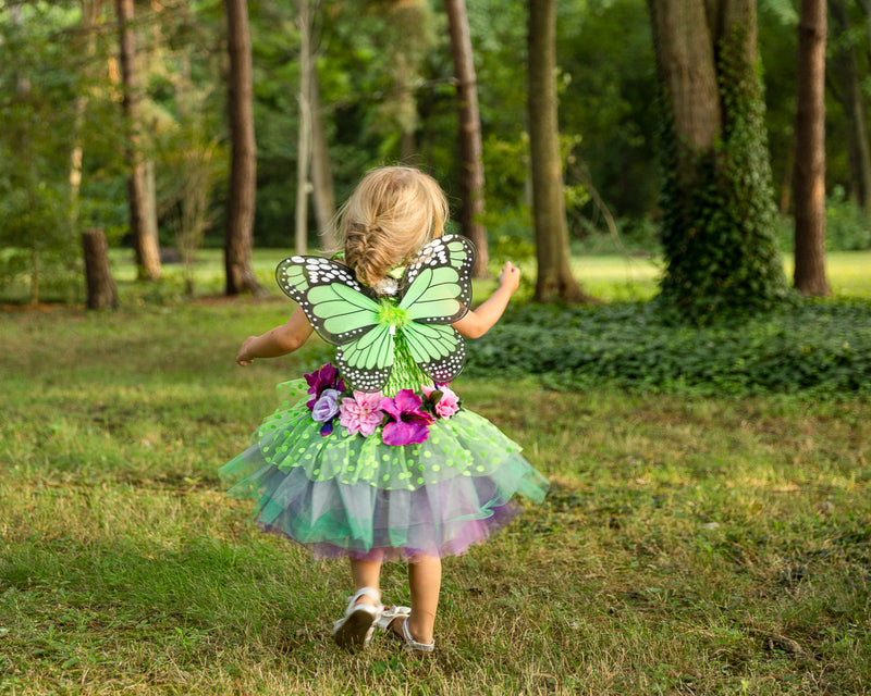 Green Fairy Blooms Deluxe Dress with Wings - Size 5-6