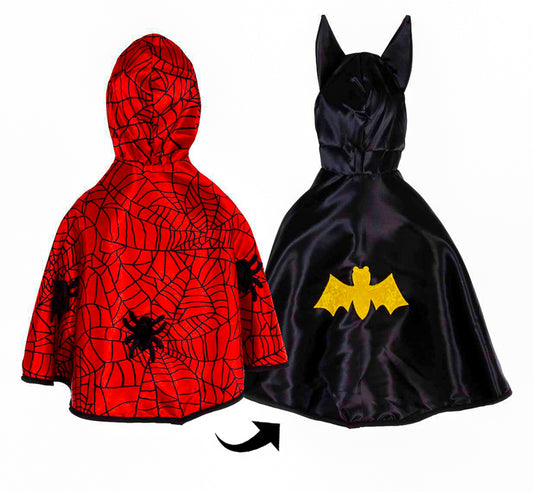 Toddler Reversible Spider & Bat Cape - Size 2-3T