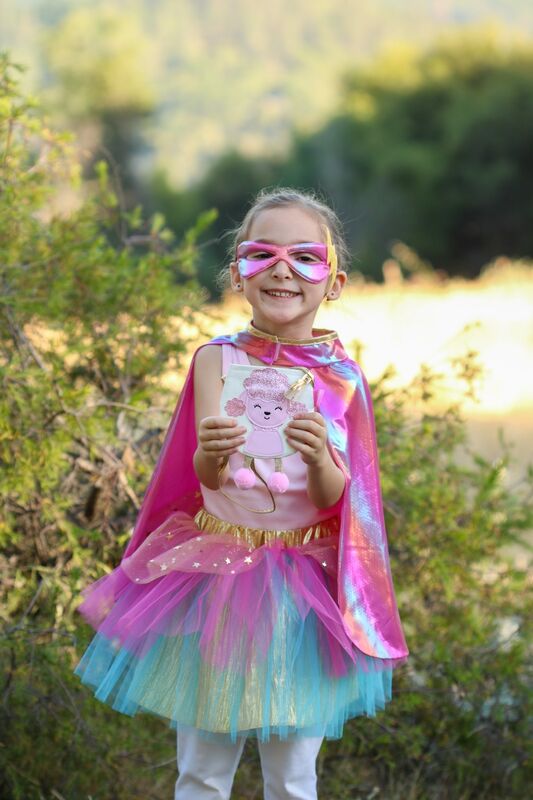 Super-duper Tutu, Cape & Mask, Pink & Gold Size 4-6