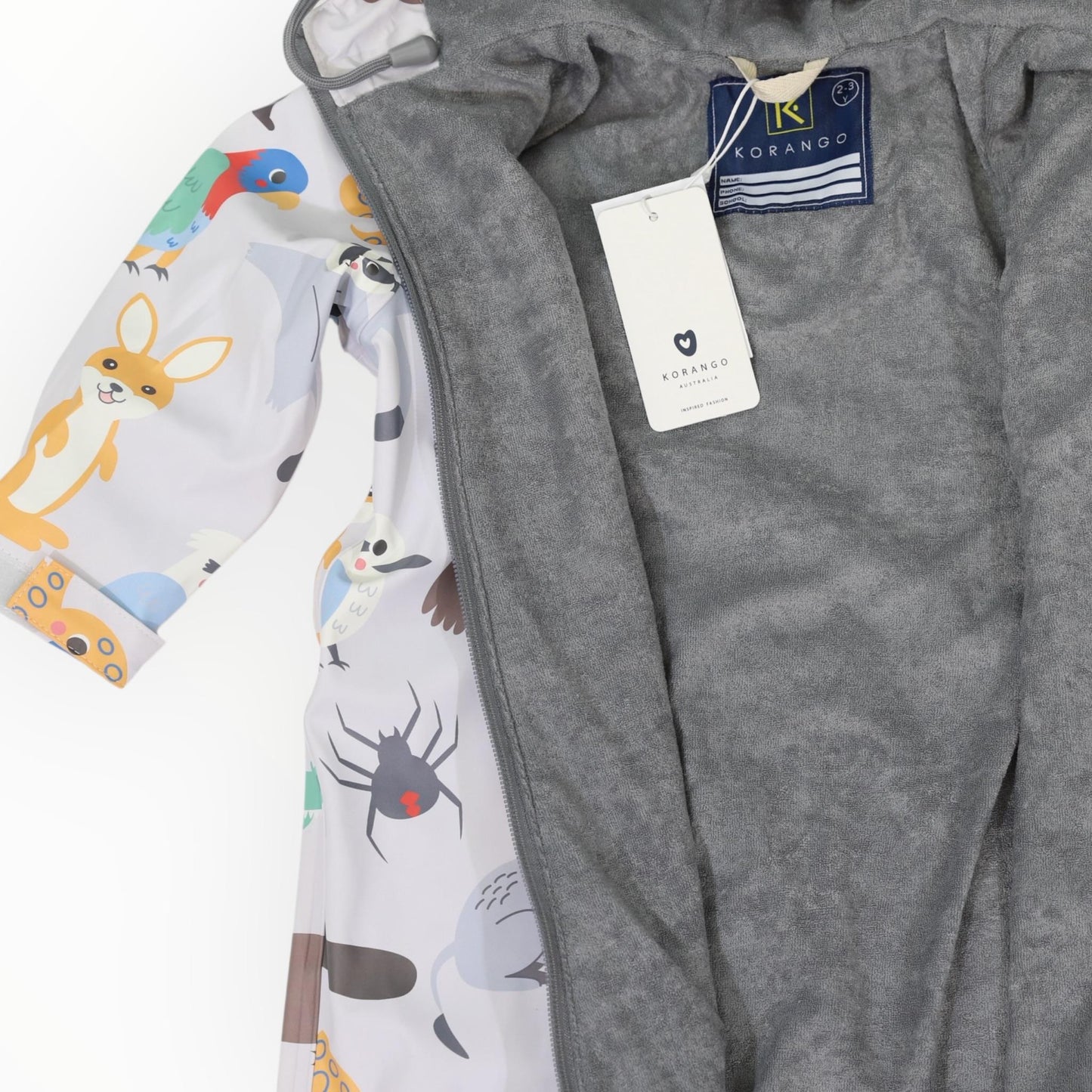 Australian Animal Printed Rainsuit Grey