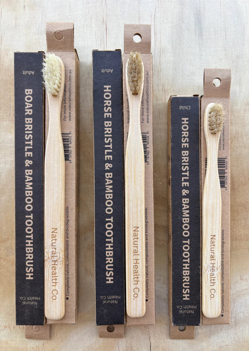 Horse Bristle & Bamboo Toothbrush Adult Med-Soft