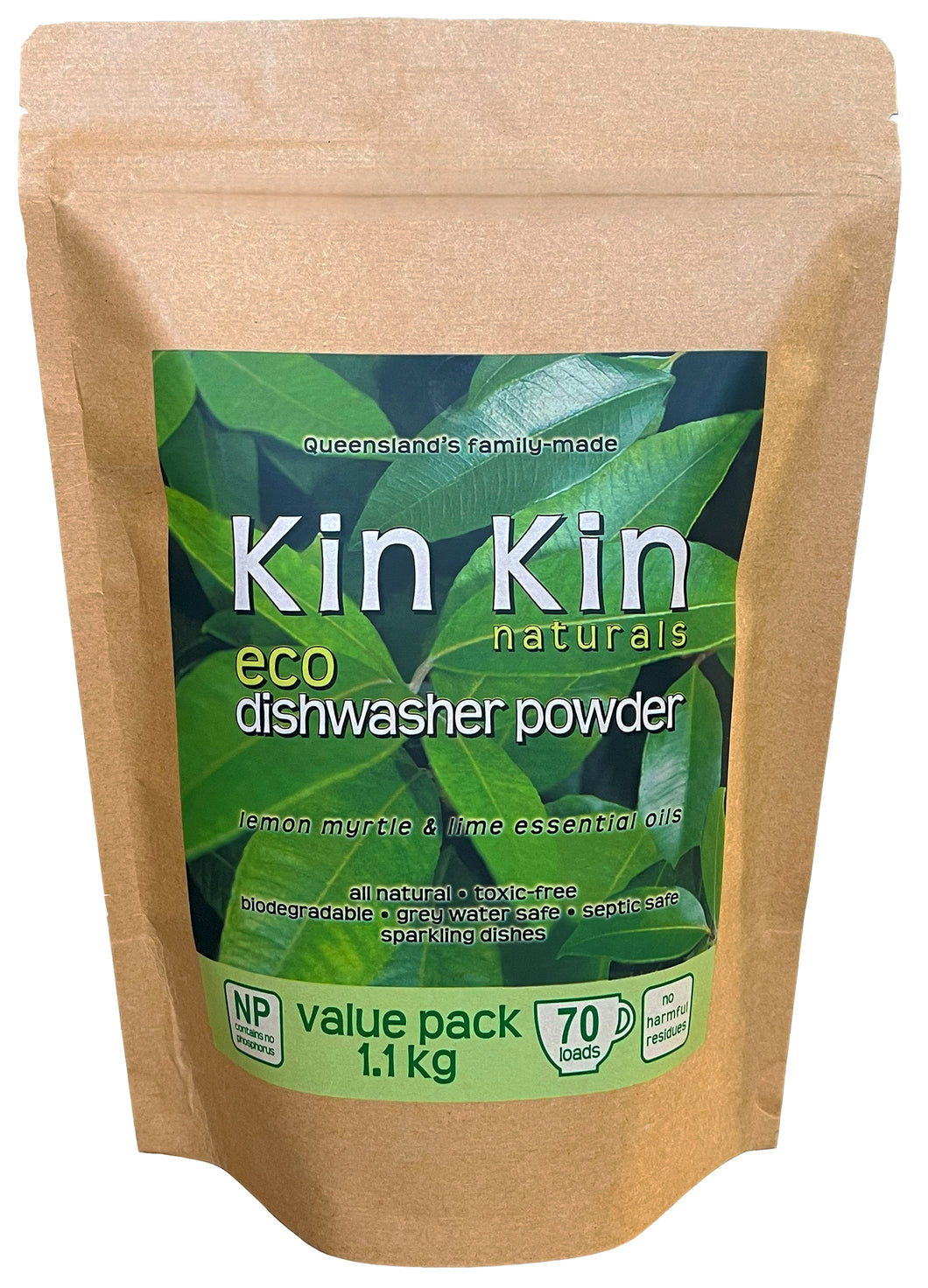 Kin Kin Naturals Dishwashing Powder - Lemon Myrtle & Lime 1.1 kg