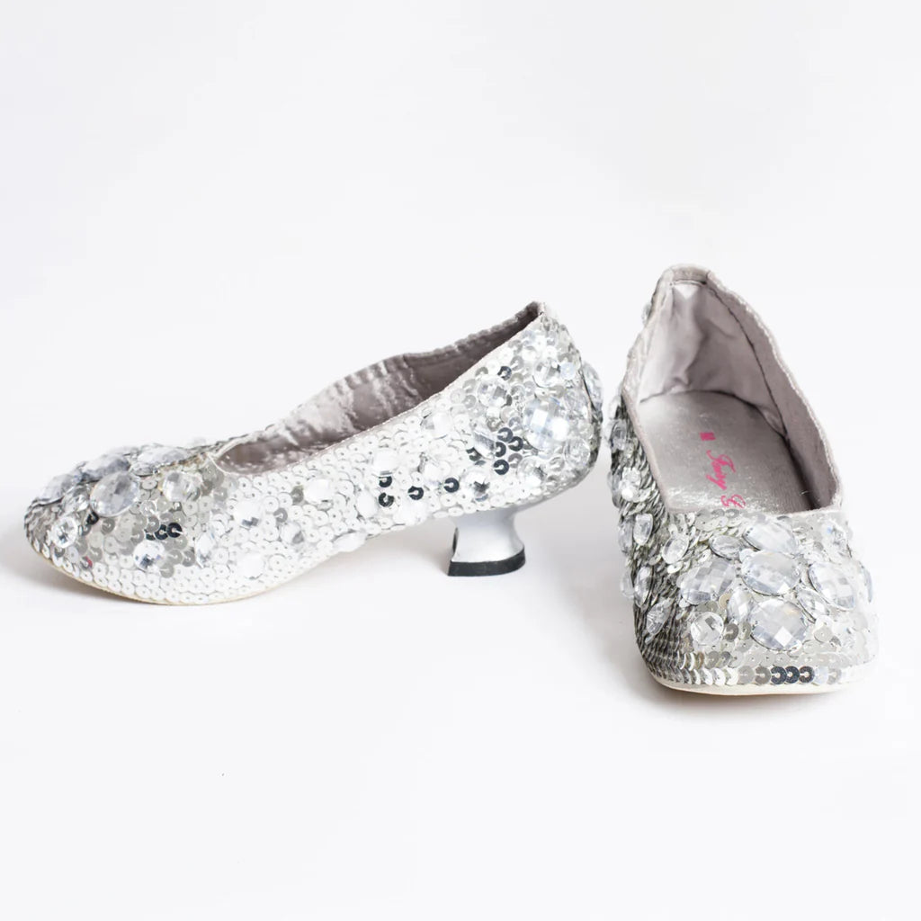 Cinderella Glass Slippers with Heels - Silver