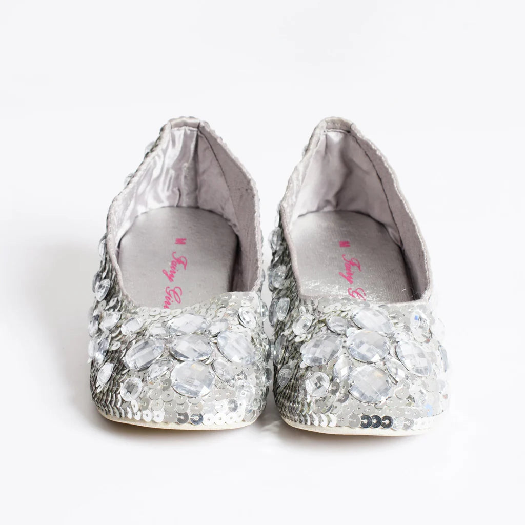 Cinderella Glass Slippers with Heels - Silver