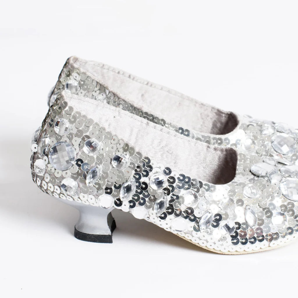 Cinderella Glass Slippers with Heels - Silver