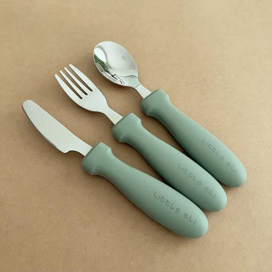 Silicone and Stainless Steel Cutlery Set - Light Fern