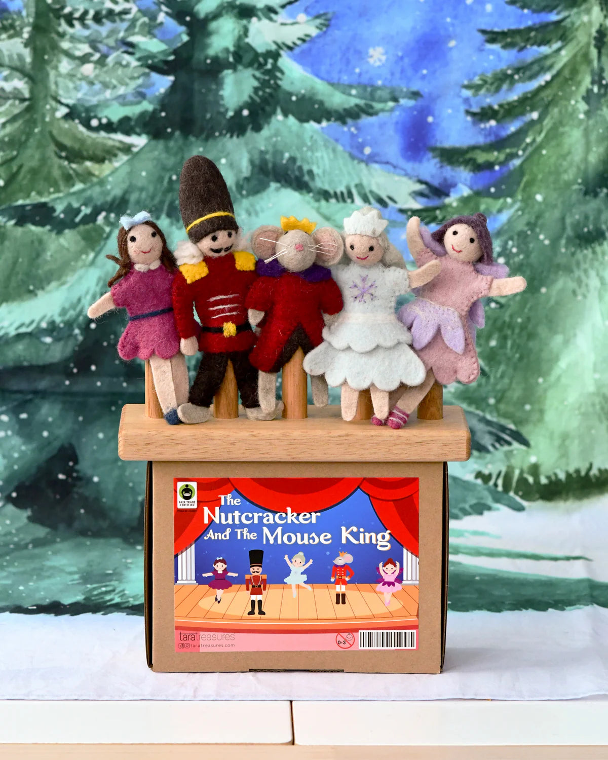 Felt Nutcracker and the Mouse King Finger Puppet Set by Tara's Treasures