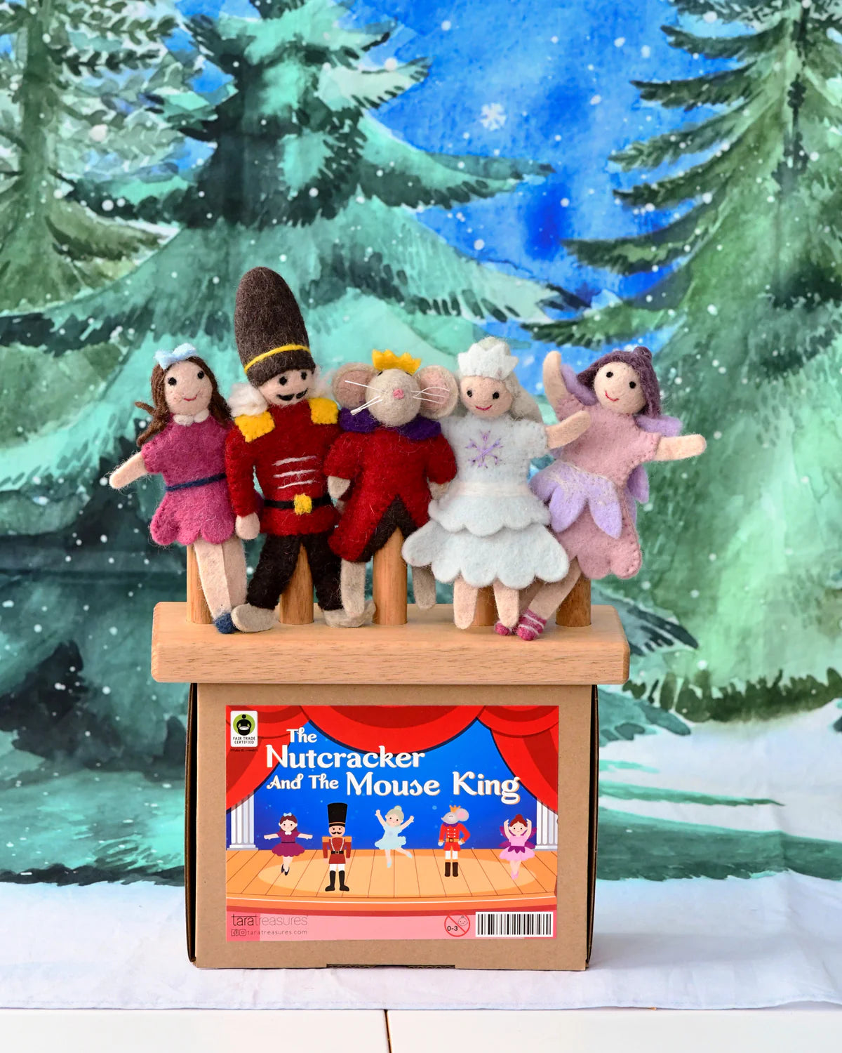 Felt Nutcracker and the Mouse King Finger Puppet Set by Tara's Treasures