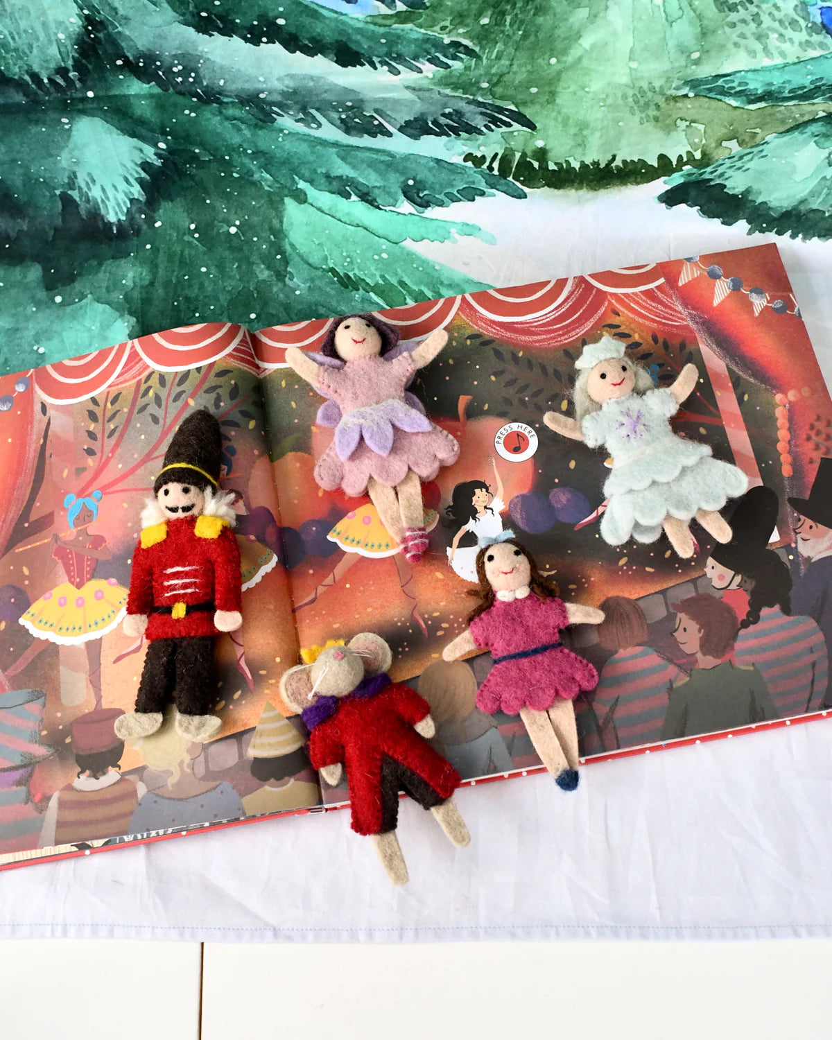 Felt Nutcracker and the Mouse King Finger Puppet Set by Tara's Treasures