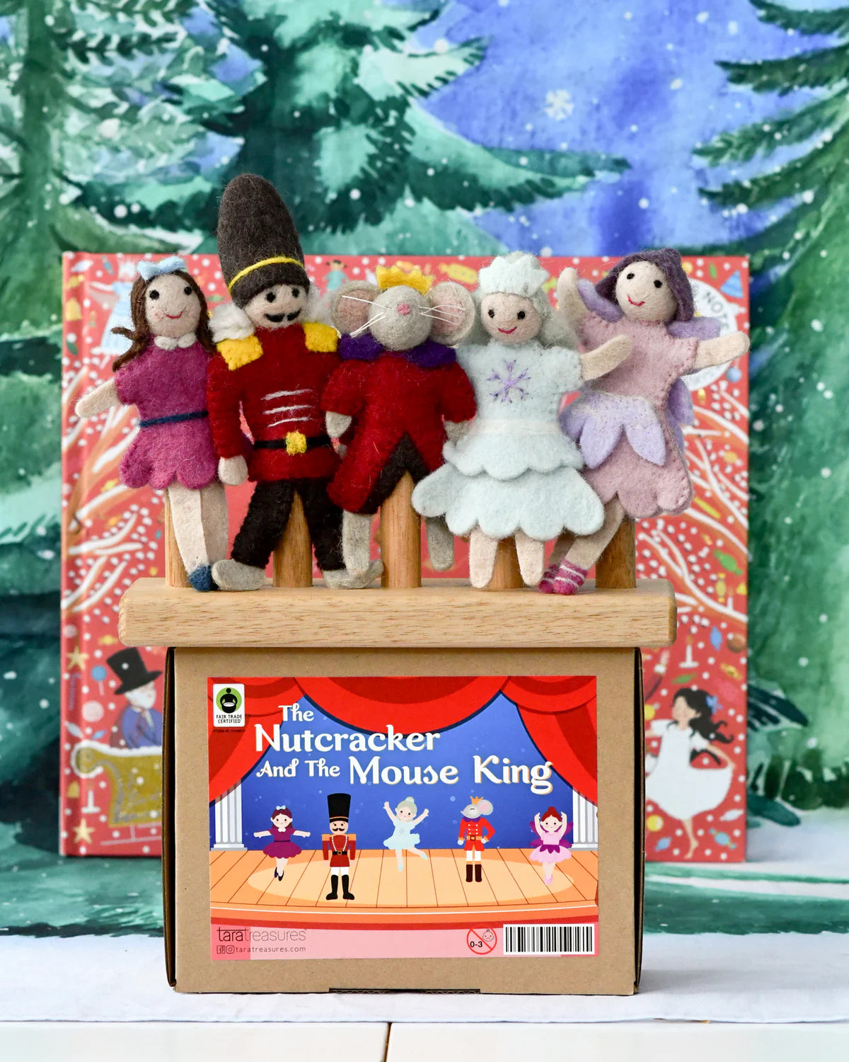 Felt Nutcracker and the Mouse King Finger Puppet Set by Tara's Treasures