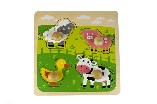 Large Wooden Peg Puzzle - Farm Animals