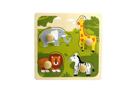 Large Wooden Peg Puzzle - Safari Animals