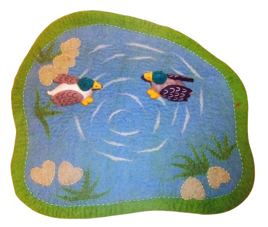 Felt Duck Pond with Two Ducks