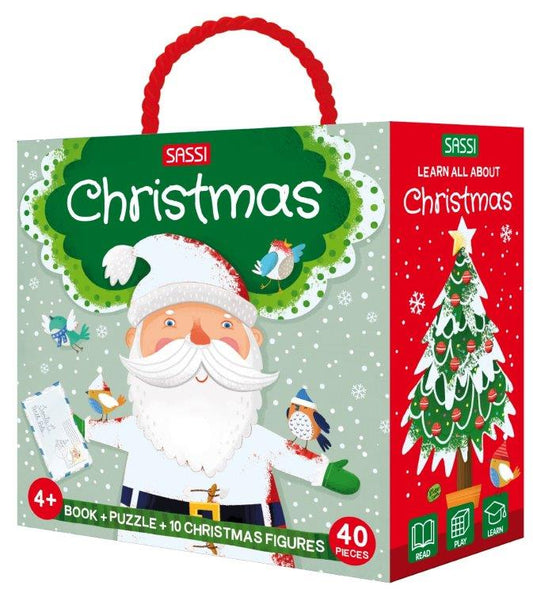 Sassi 3D Puzzle and Book Set - Learn all About Christmas, 40 Pieces