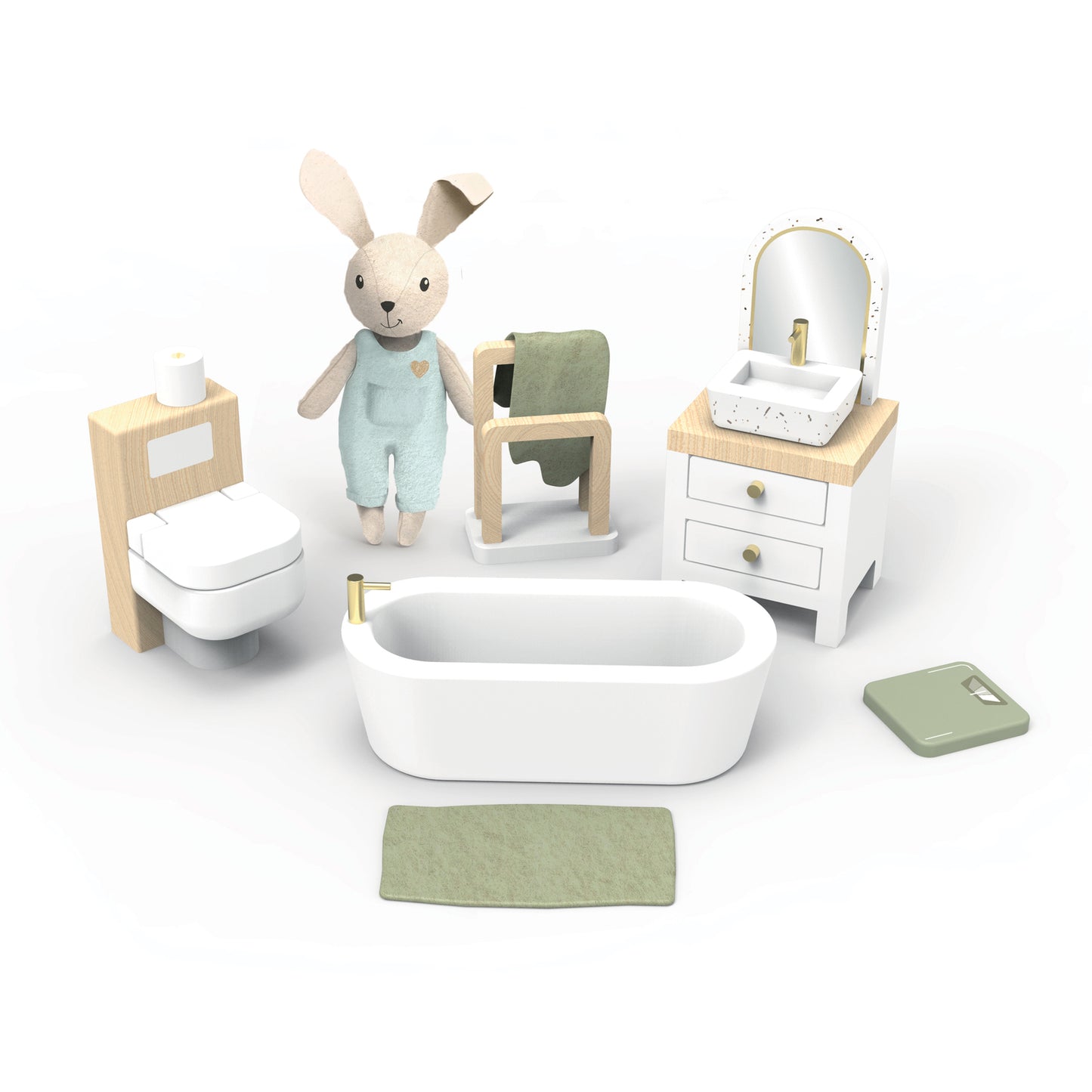Doll House Bathroom Furniture and Bunny Character