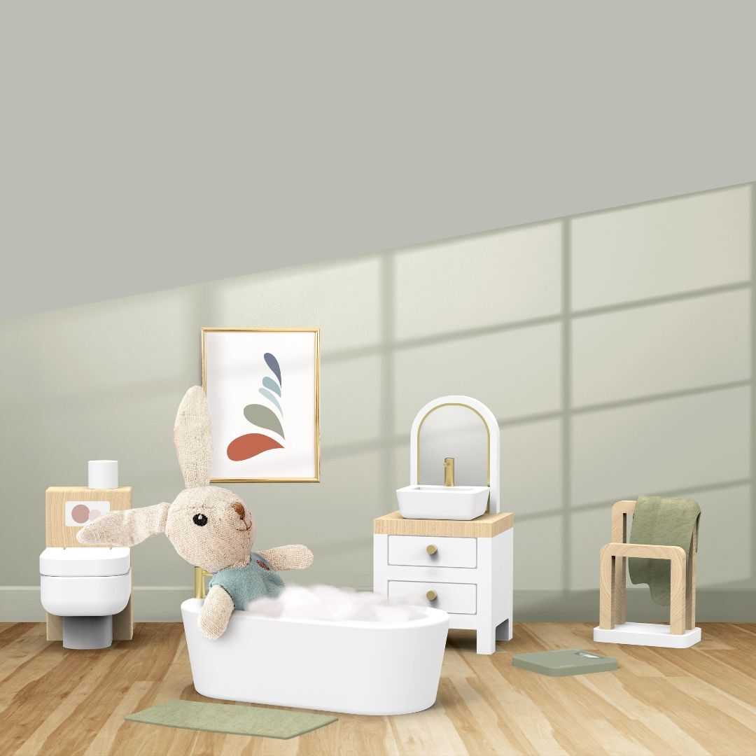 Doll House Bathroom Furniture and Bunny Character