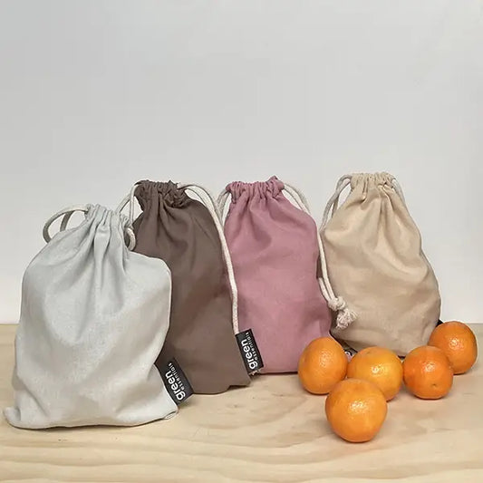 Set of Four Cotton Drawstring Produce Bags