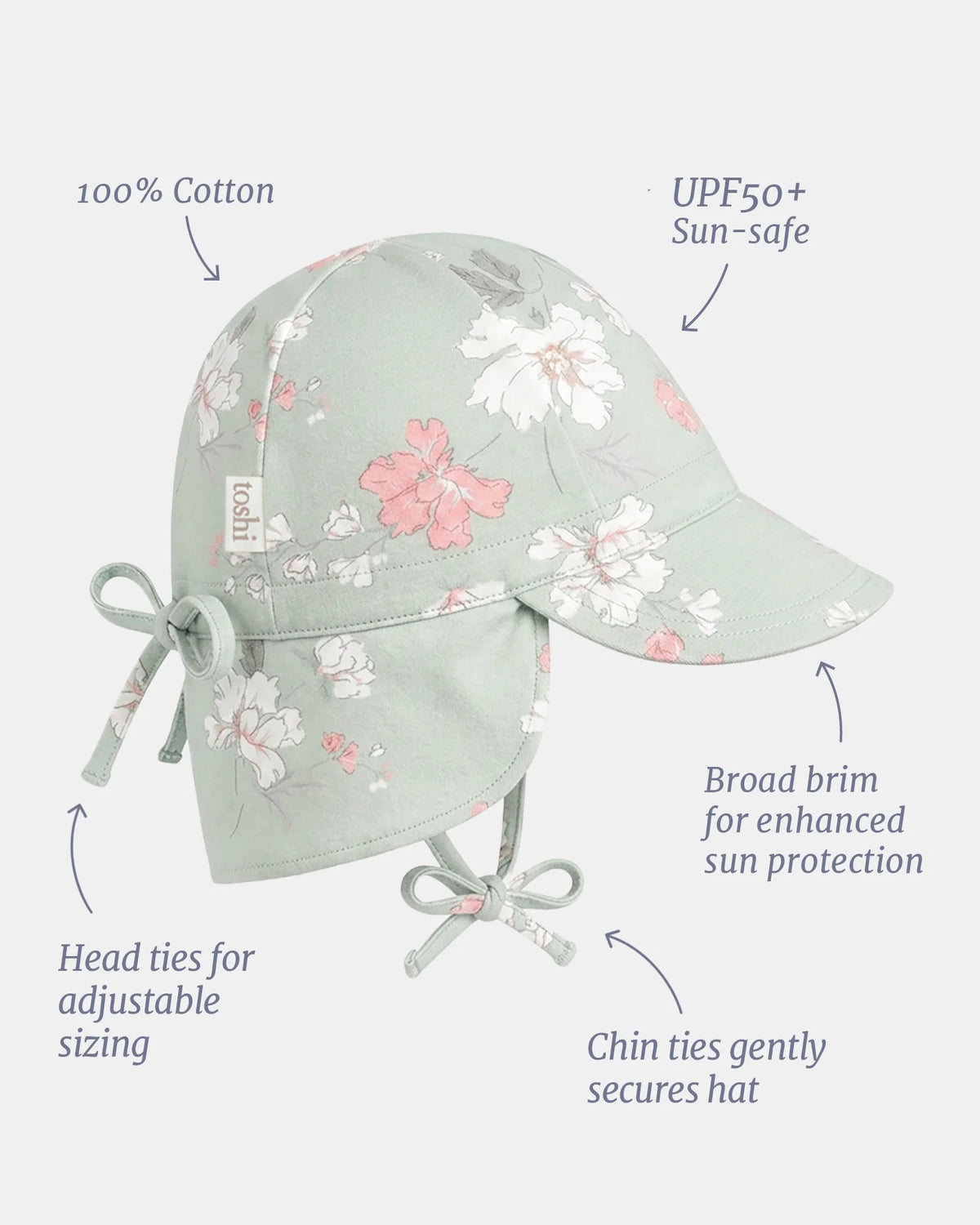Toshi Flap Cap Bambini UPF 50+ - Priscilla