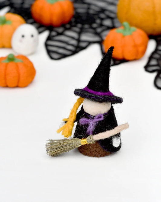 Felt Witch with Broom Peg Doll by Tara's Treasures