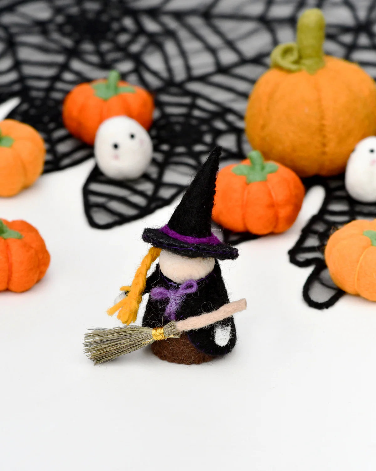 Felt Witch with Broom Peg Doll by Tara's Treasures