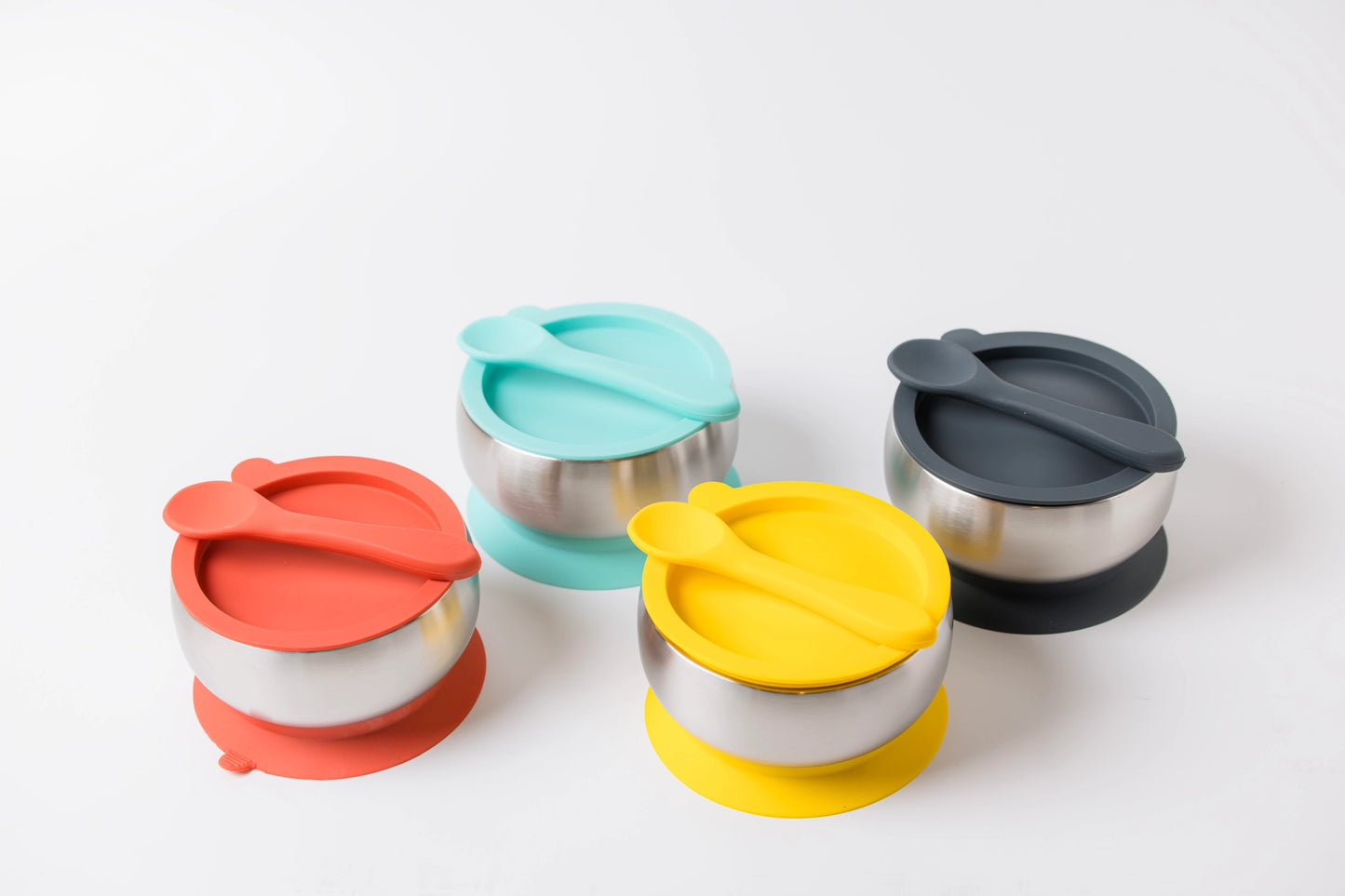 Lion & Lady 18/8 Stainless Steel Feeding Bowl with Silicone Suction Base - Mint