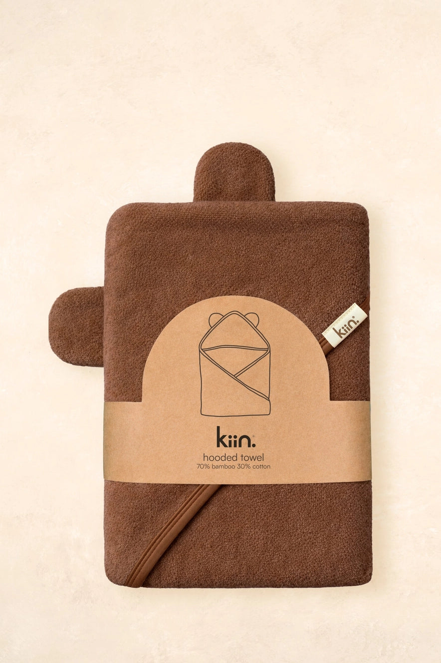 Hooded Towel - Chocolate by Kiin Baby