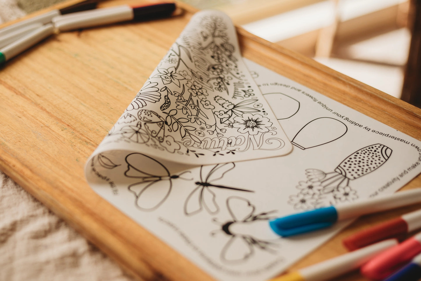 Reversible Silicone Colouring Mat - Australian Flora & Fauna