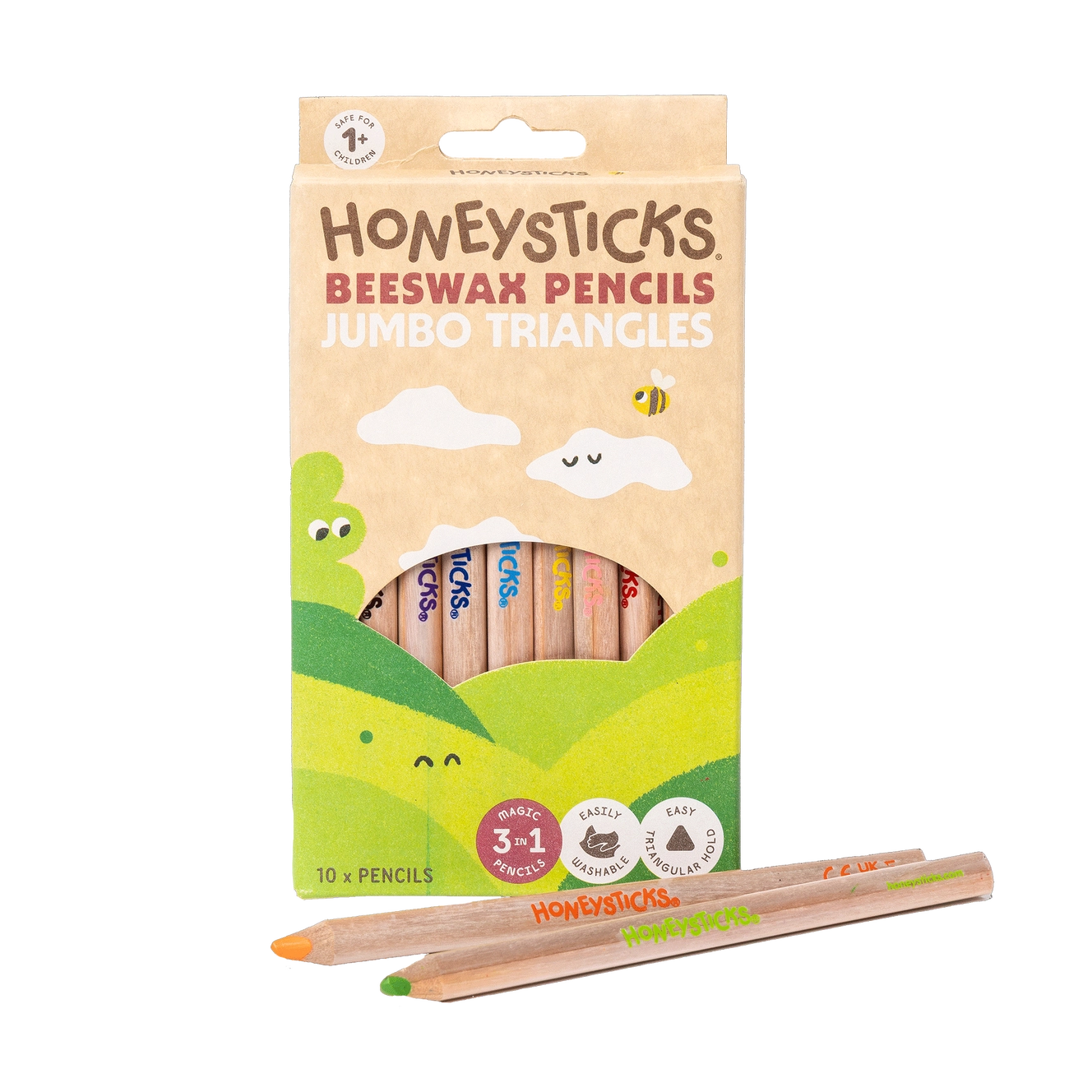 Honeysticks Beeswax Pencils Jumbo Triangles 10pk