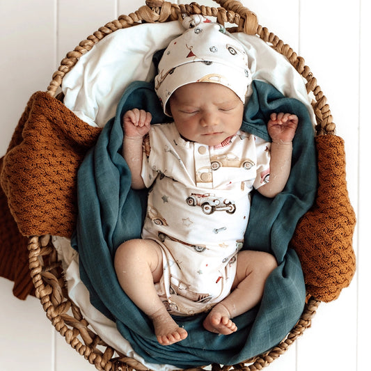 Vintage Cars Short Sleeve Organic Bodysuit by Snuggle Hunny